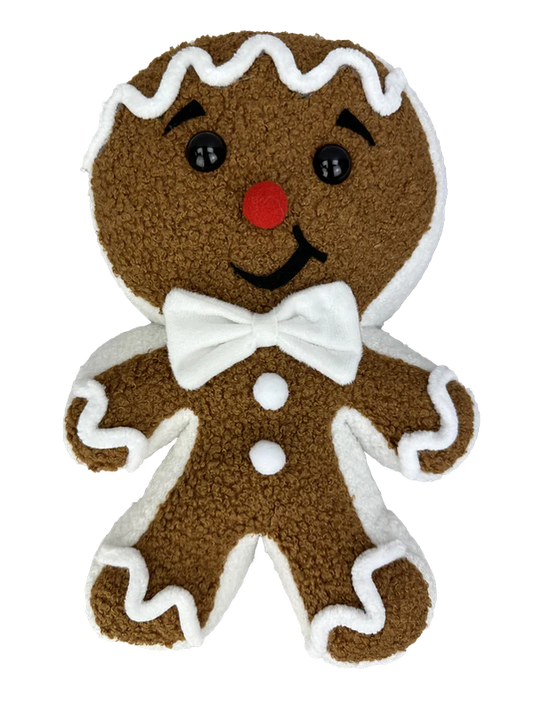 Plush Gingerbread w/ Bow H12xW8xD2-Brown-86133BN