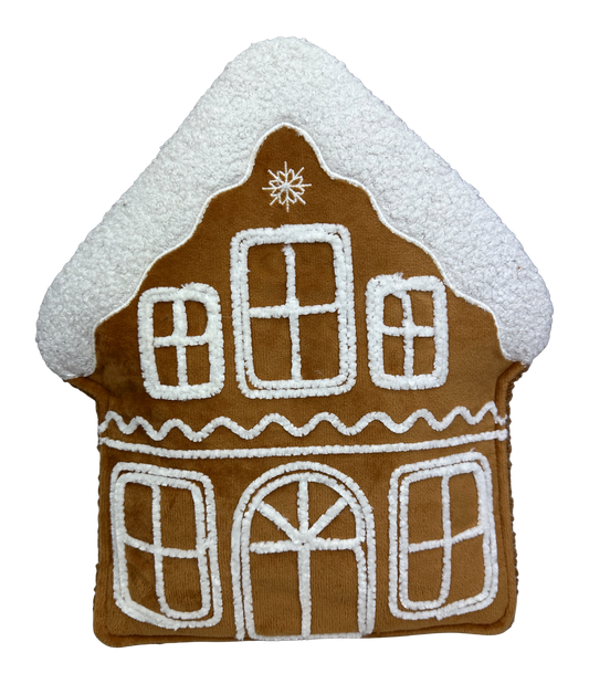 Plush Gingerbread House H14xW12.5xD-Brown/White-86363BNWT