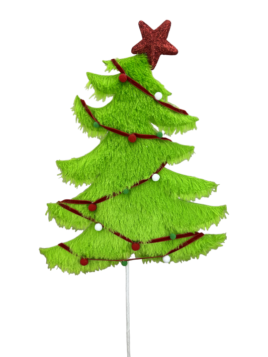 Furry Christmas Tree Spray H28xW12-Green-86475GN
