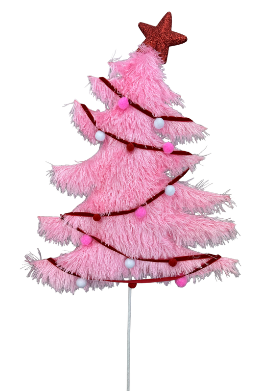 Furry Christmas Tree Spray H28xW12-Pink-86475PK