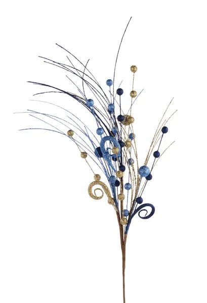 31"L Gltr Ball/Coil/Monofilament Spray-Navy Blue/Smoke Blue/Gold-XS1393X8