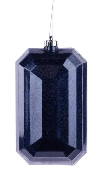8"L x 5"W Glitter Rectangle Gem Orn-Navy Blue-XJ716819