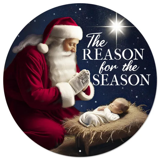 12"Dia Reason For The Season Sign- Blue/Red/White-MD1666