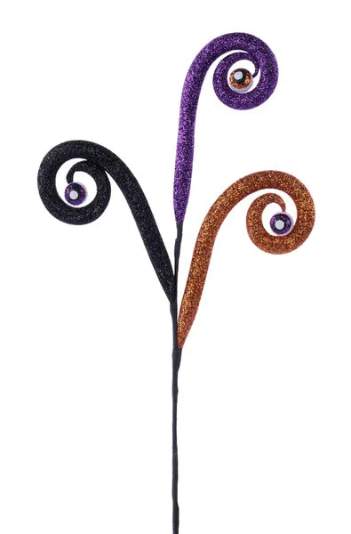17.5"L Glttr Tubing Coil/Eyeball Pick x 3-Black/Purple/Orange-HH1398K8