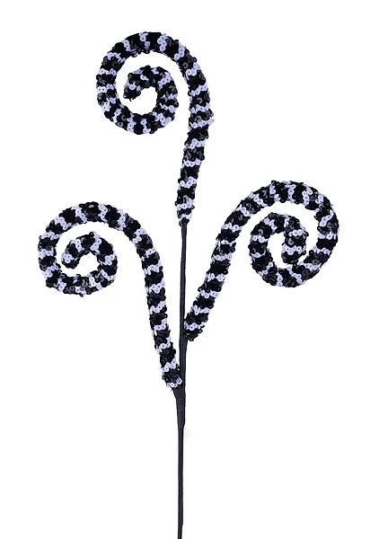 27" SEQUIN COIL SPRAY- BLACK/WHITE- XS141270