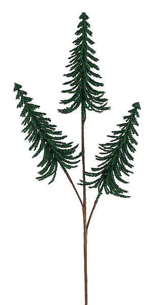 24"L POWDERED PINE TREE PICK- MOSS GREEN- XS151837
