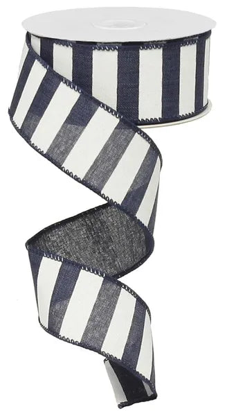 1.5" x 10yd Horizontal Stripe-Navy Blue/White-RX9148TR