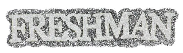 5.75"L x 1.25"H Glitter/Eva "Freshman"-Silver/White-MD0537A8