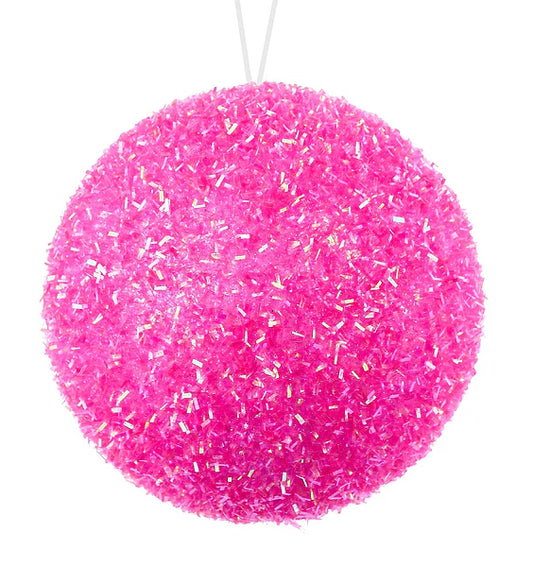4.75"DIA V-CUT FOIL NEON BALL ORN- HOT PINK- XJ780622