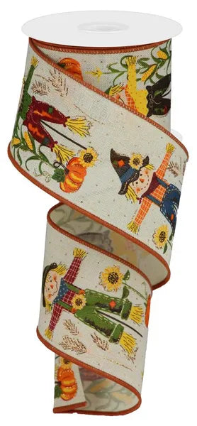 2.5"X10YD SCARECROWS/GLITTER ON ROYAL-CREAM/MULTI-RGB1278C2