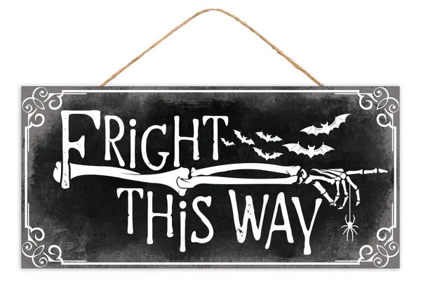 12.5"L x 6"H Fright This Way Sign-Black/White/Grey-AP740355