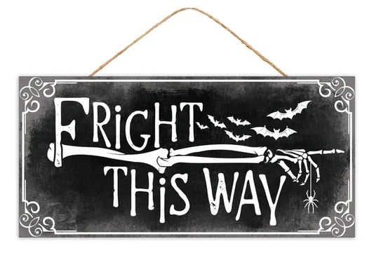 12.5"L x 6"H Fright This Way Sign-Black/White/Grey-AP740355