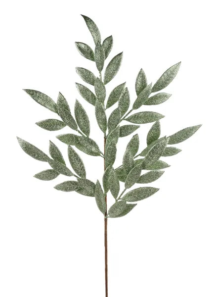32"L Glitter Bay Leaf Spray-Sage Green-XS235358