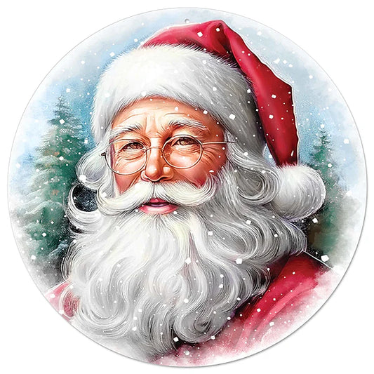 12"DIA SANTA PORTRAIT W/GLASSES- BEIGE/RED/WHITE/LT BLUE- MD167227