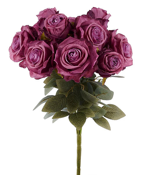 20"L FABRIC ROSE/ROSE BUD BUSH- ANTIQUE GRAPE- FN171948