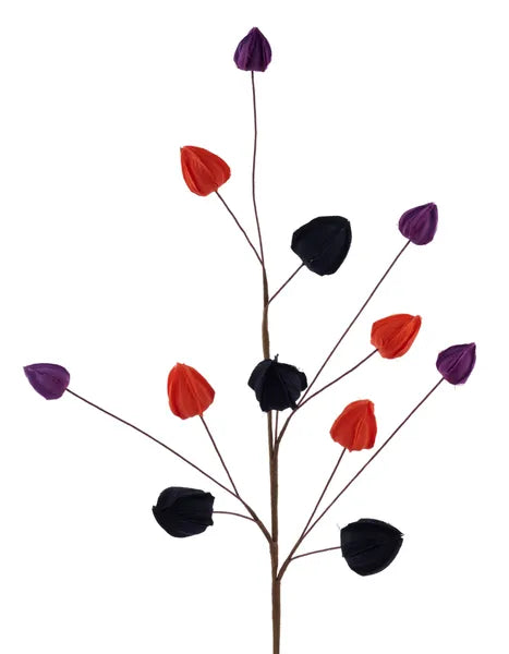 29"L Chinese Lantern Spray-Purple/Orange/Black-HH761744