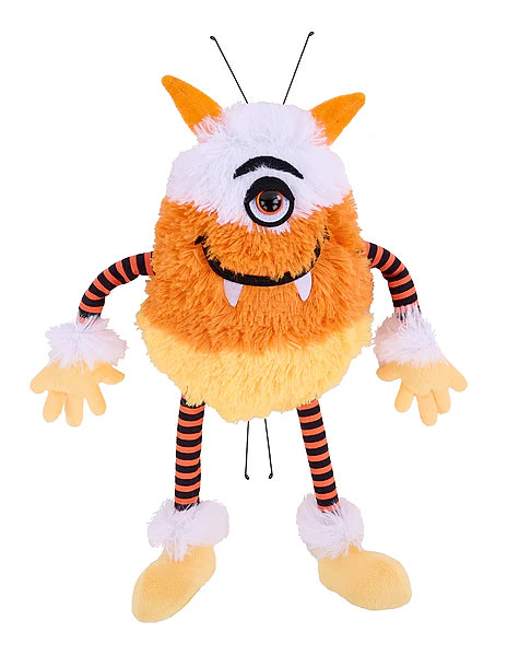 15.25"H PLUSH CANDY CORN MONSTER DECOR- YELLOW/ORANGE/WHITE/BLACK- HH404075