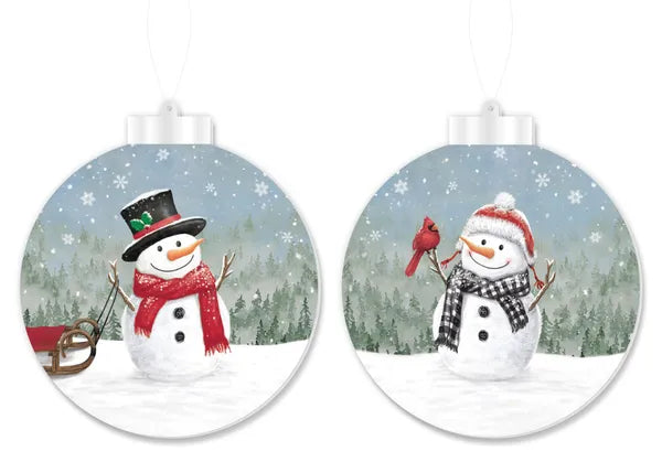 2Asst 5.5"H Dbl-Sided Snowman Orn-Red/Blue/Grn/Blk/Wht-XJ0081
