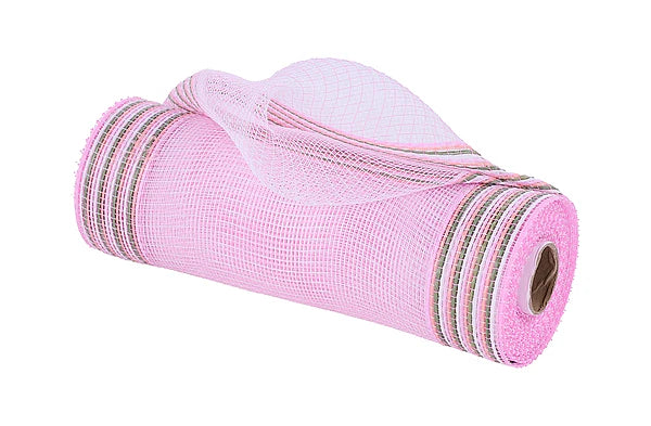 10"X10YD BORDER STRIPE MESH- BLUSH/WHITE/SAGE/PINK- RE85063J
