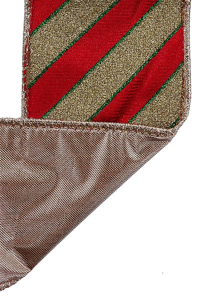 2.5"X10YD VELVET/GLTTR DIAG STRIPE/FUSED- RED/GOLD/GREEN- LX7009A5