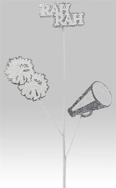 24.75"L Glitter Cheer Pick x 3-Silver/White-MN009126
