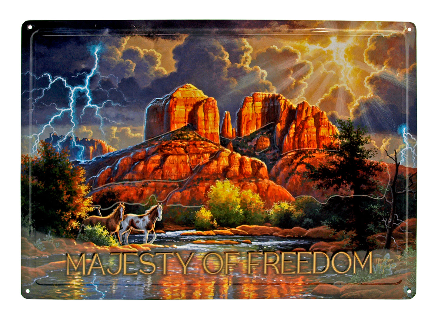 Wild West Majesty of Freedom Horse 12 x 17" Tin Metal Sign-40135