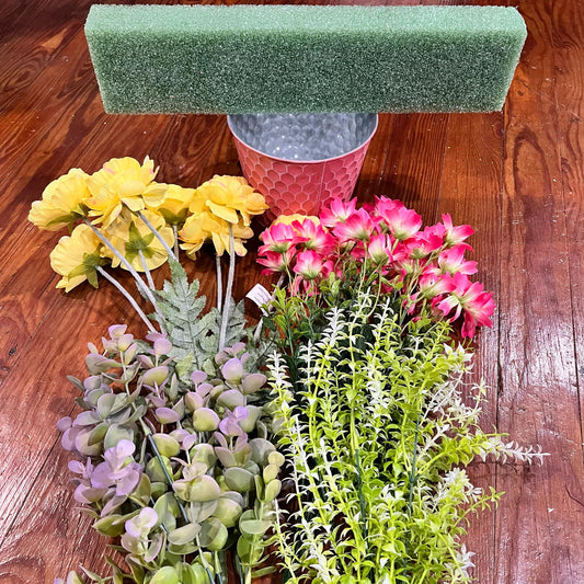 Blooms and Booms: Summer Floral Pink Container Arrangement
