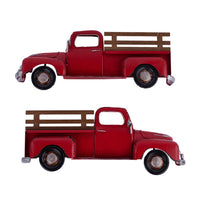 16"L METAL HALF TRUCK WITH FENCE - RED AND BROWN - AM0386