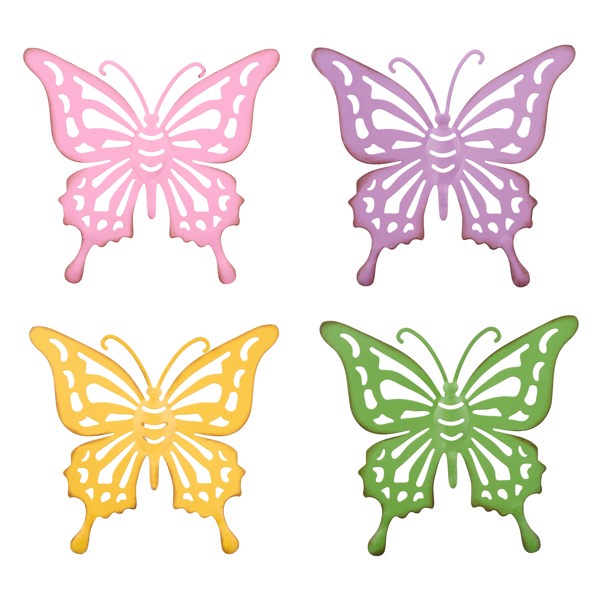 10.75"L METAL CUT-OUT BUTTERFLY WITH HOOK - PINK, YELLOW, LAVENDER, OR GREEN - AP037299