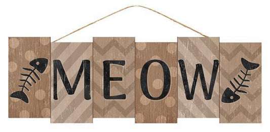 14"L X 4.75"H MEOW PET CAT BLOCK SIGN - AP7031