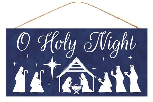 12.5"L X 6"H O HOLY NIGHT - NAVY BLUE/WHITE - AP7070