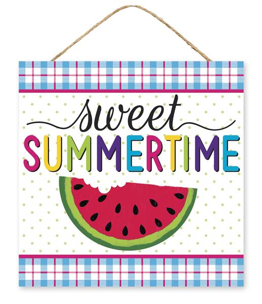 10"SQ SWEET SUMMERTIME SIGN - WHT/PNK/TURQ/YLW/LIME/PPL - AP7080