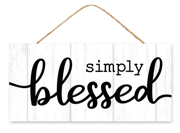 12.5"H X 6"L SIMPLY BLESSED SIGN - BLACK/WHITE - AP7201