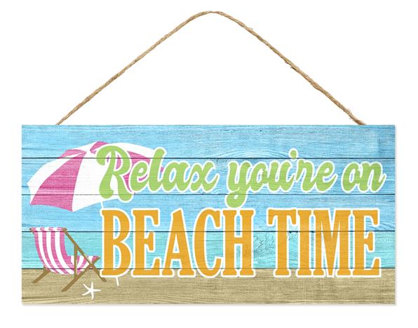 12.5"L X 6"H RELAX YOU'RE ON BEACH TIME - TURQ/ORANGE/GRN/TAN/WHITE - AP7253