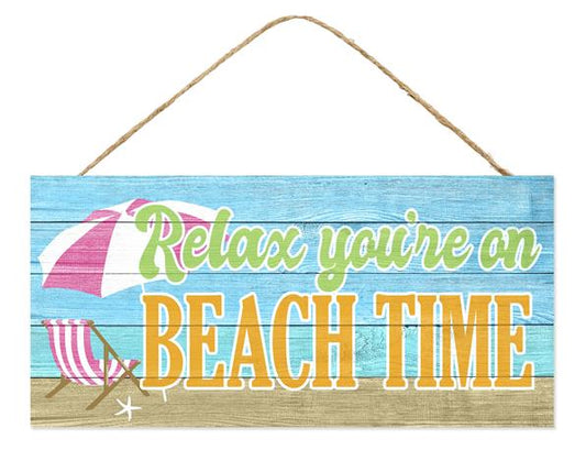 12.5"L X 6"H RELAX YOU'RE ON BEACH TIME - TURQ/ORANGE/GRN/TAN/WHITE - AP7253