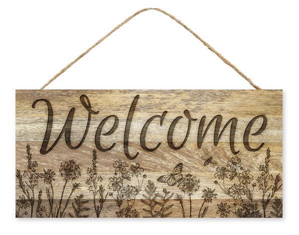 12.5"LX6"H WELCOME W/WILDFLOWERS SIGN - AP7283