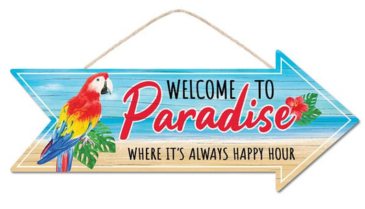 16"LX6.5"H WELCOME TO PARADISE SIGN - RED/YLW/BLUE/MULTI - AP7291