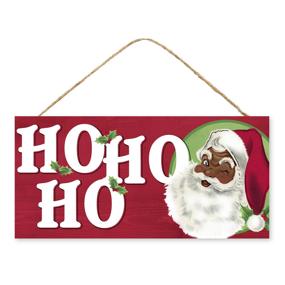 12.5"L X 6"W HO HO HO SANTA SIGN - RED/WHITE/GREEN - AP7322