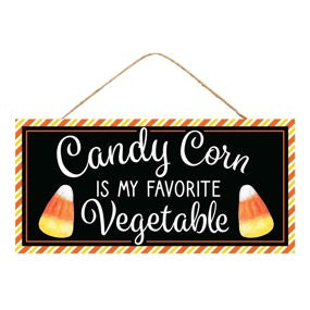 12.5"L X 6"H CANDY CORN/VEGETABLE SIGN - BLACK/ORANGE/WHITE/YELLOW - AP7341