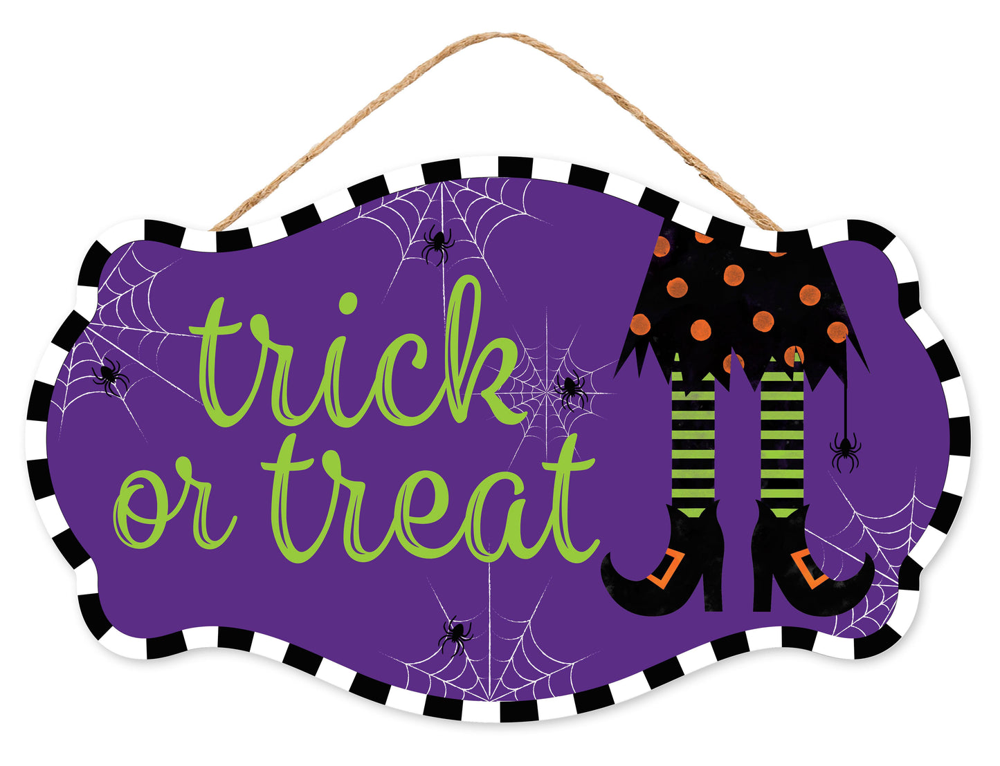 12.5"L X 7.5"H TRICK OR TREAT SIGN - PURPLE/LIME/BLACK/ORANGE - AP735670