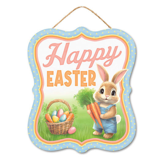 10.5"HX9"L HAPPY EASTER W/BUNNY SIGN - BLU/GRN/PNK/ORG/YLW/TAN - AP7364