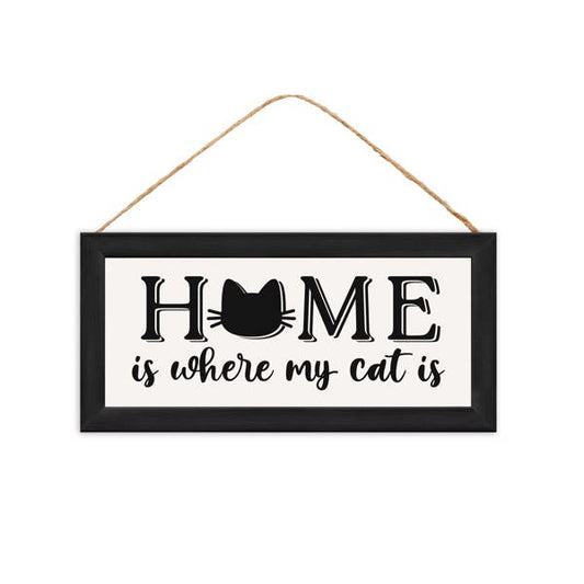 12.5"L X 6"H HOME/CAT SIGN - BLACK/GREY - AP7370