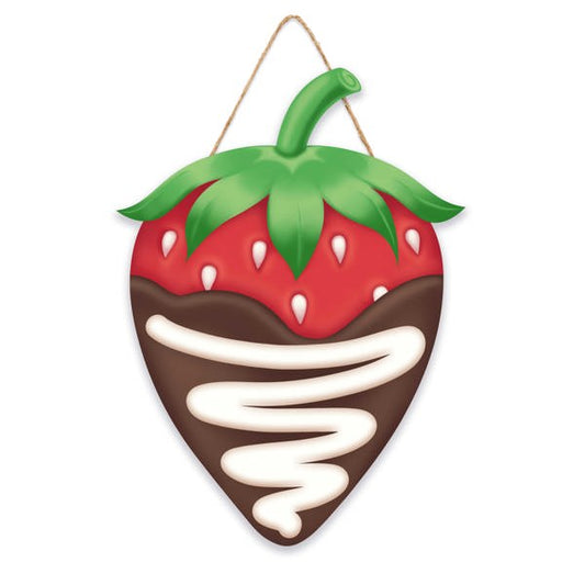 12"H X 9"L CHOCOLATE STRAWBERRY SIGN - BROWN, RED, WHITE, GREEN - AP738479