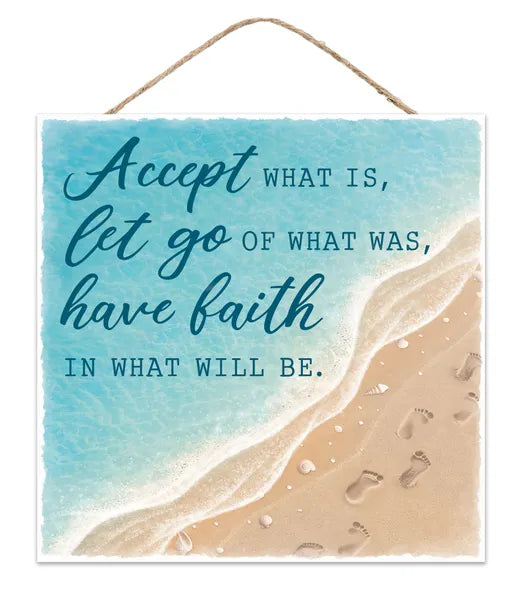10"SQ X 6MM HAVE FAITH IN W/BEACH SIGN-TURQUOISE/TAN/WHITE/TEAL-AP7444