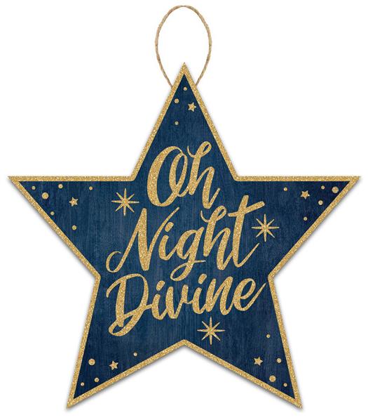 12"LX11.75"H OH NIGHT DIVINE GLTTR STAR - NAVY BLUE/GOLD - AP7805