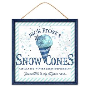 10"SQ JACK FROST SNOW CONE SIGN - WHITE/MULTI BLUE - AP7825