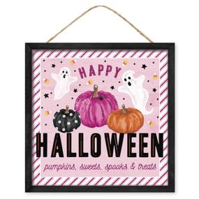 10"SQ HAPPY HALLOWEEN PUMPKINS - PINK/ORG/BLK/WHT - AP7863