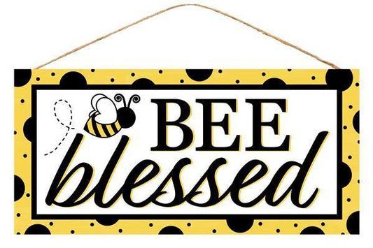 12.5"L X 6"H BEE BLESSED SIGN - AP8482