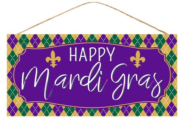 12.5"L x 6"H Happy Mardi Gras Sign - AP8497