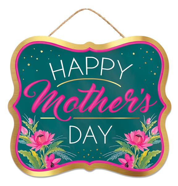 10.5"L X 9"H HAPPY MOTHER'S DAY SIGN - TEAL, RED, PINK, WHITE, BLACK - AP8609